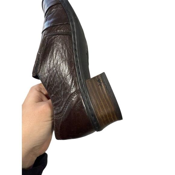 Rieker Antistress Brown Pleated Ruched Heeled Leather Comfort Loafers 5 - Picture 4 of 9